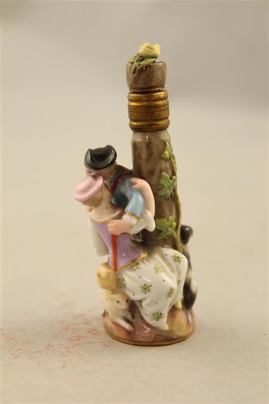 Two Meissen figural scent bottles, late 19th century, 8cm.